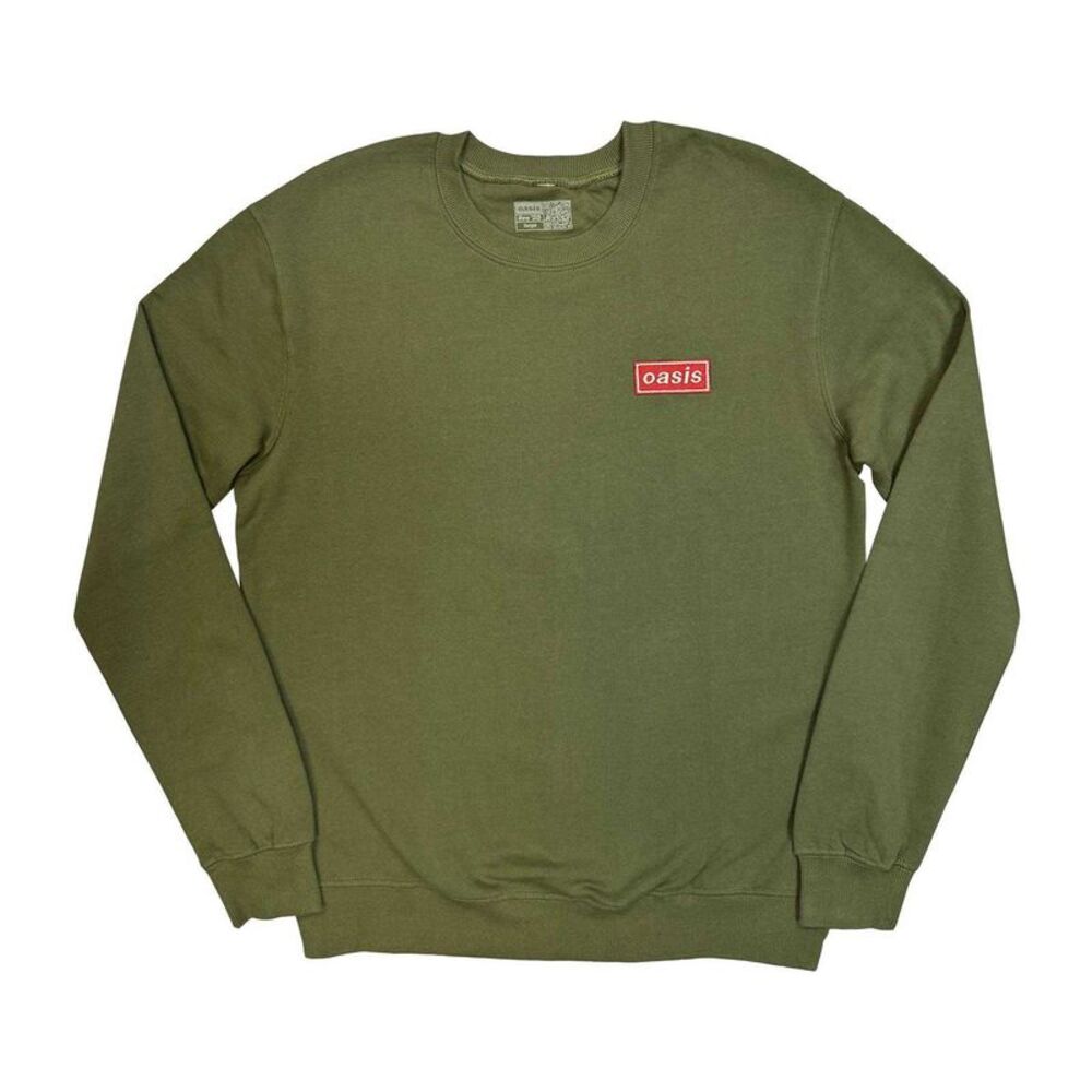 Oasis Unisex Adult Logo Sweatshirt / Khaki Green/Red